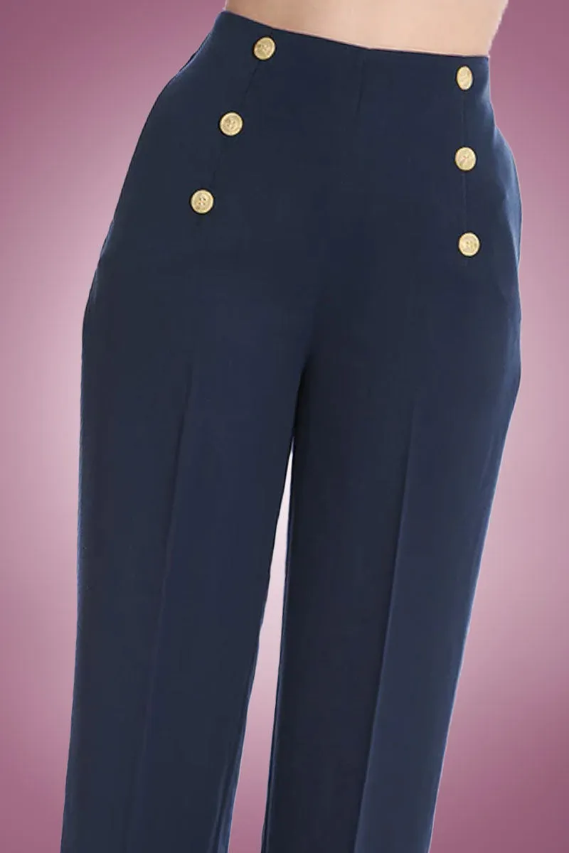 High Flyer Button Swing Pant in Navy