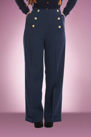 High Flyer Button Swing Pant in Navy