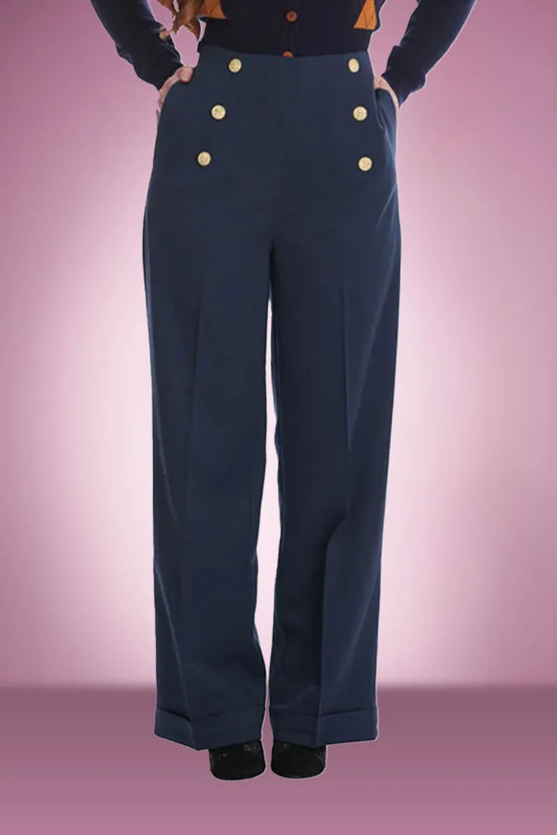 High Flyer Button Swing Pant in Navy