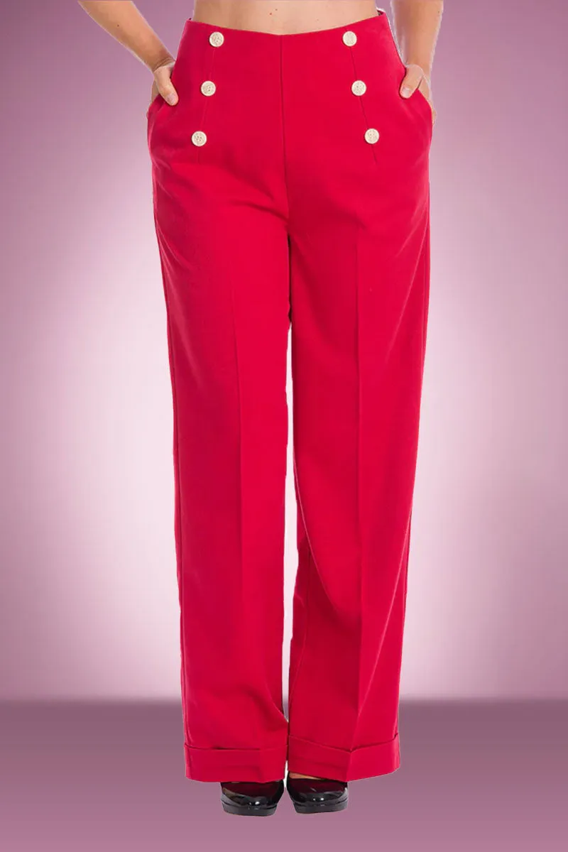 High Flyer Button Swing Pant in Red