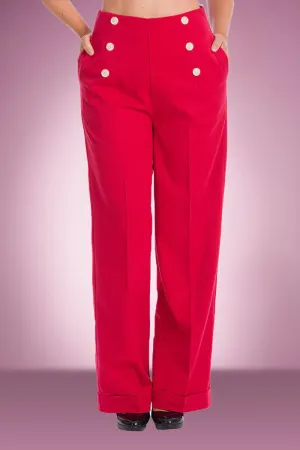 High Flyer Button Swing Pant in Red