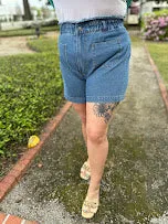High Waist Paper Bag Shorts