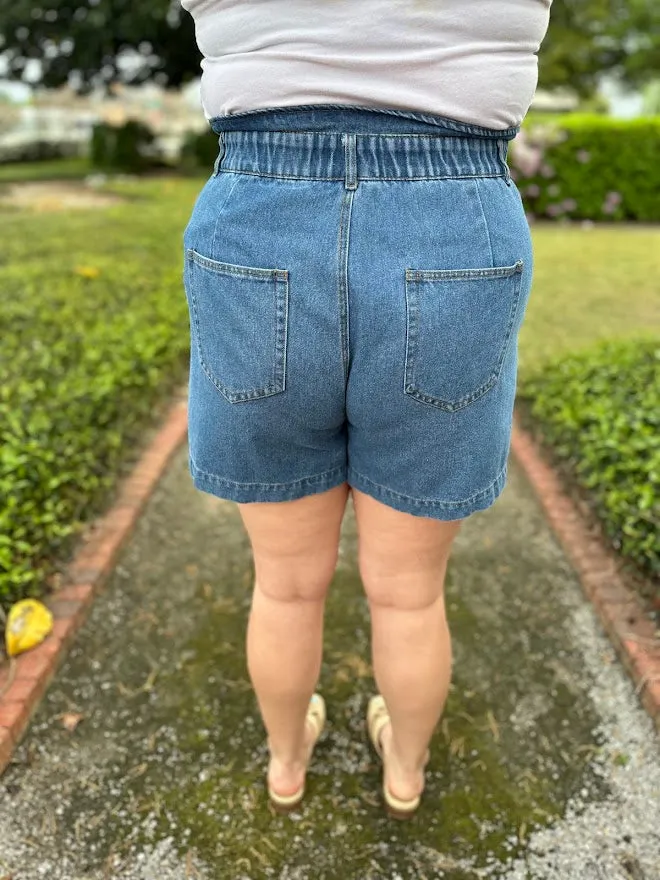 High Waist Paper Bag Shorts