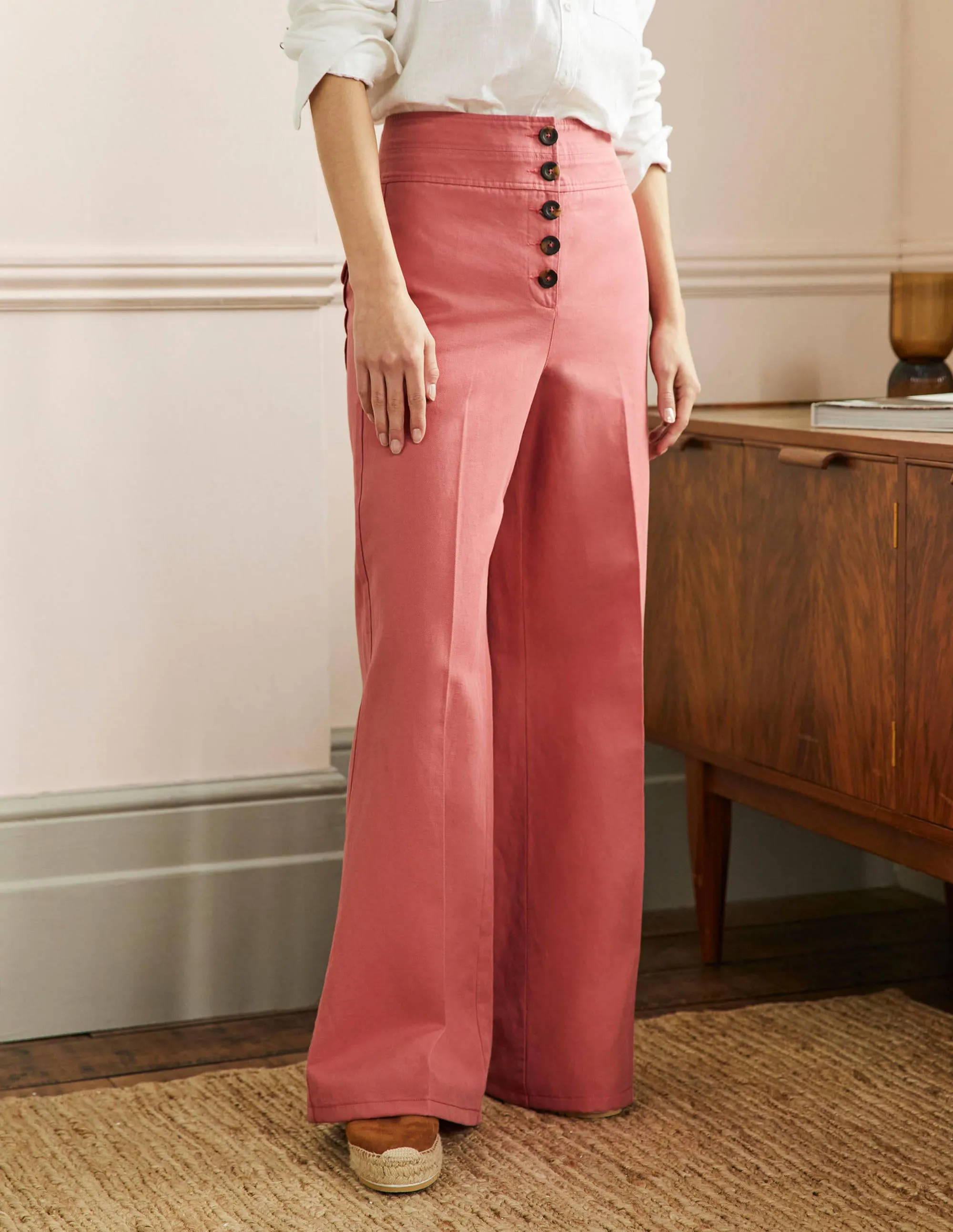 High Waist Wide Leg Trousers-Dusty Red