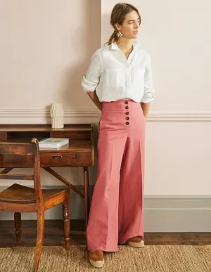 High Waist Wide Leg Trousers-Dusty Red