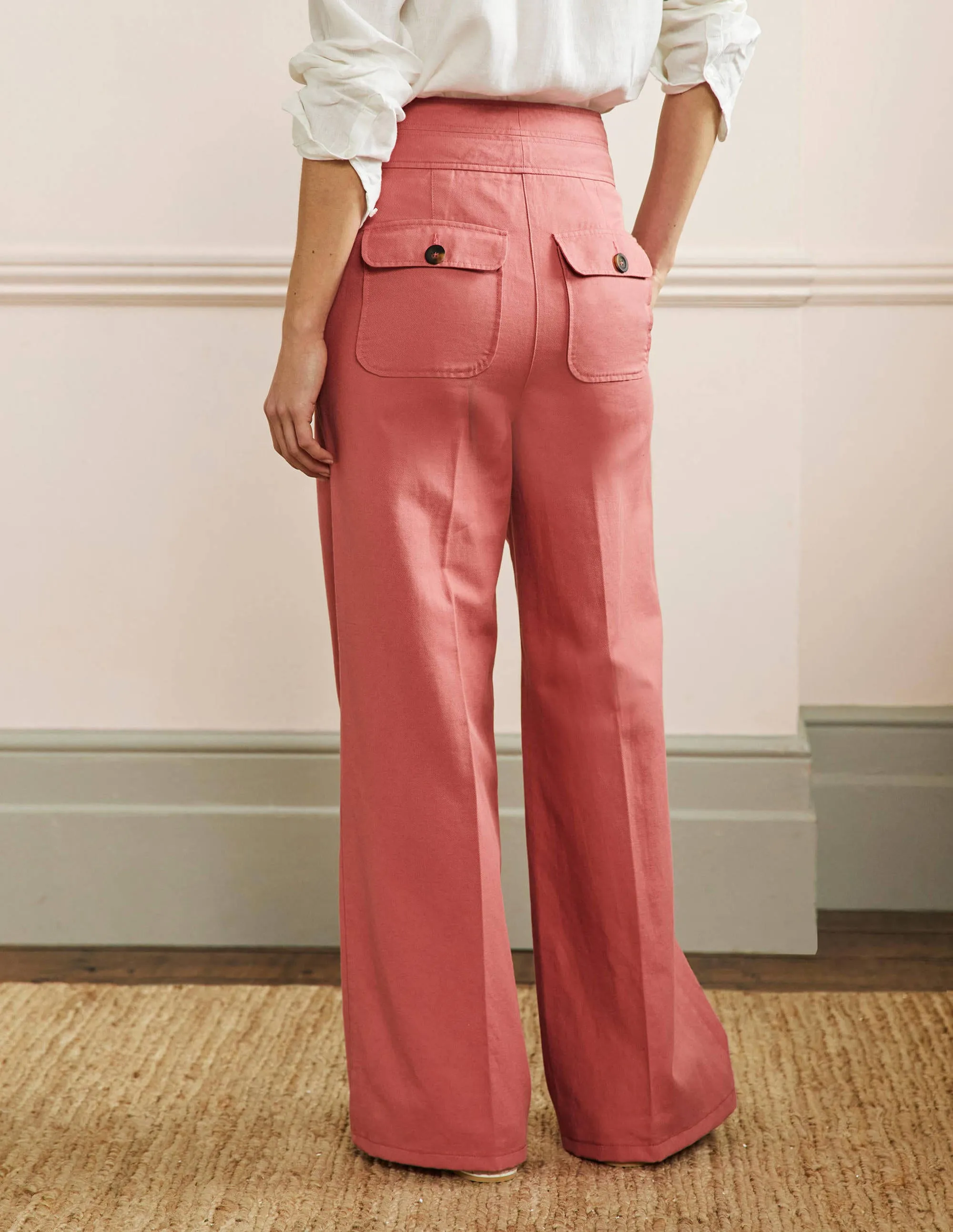 High Waist Wide Leg Trousers-Dusty Red