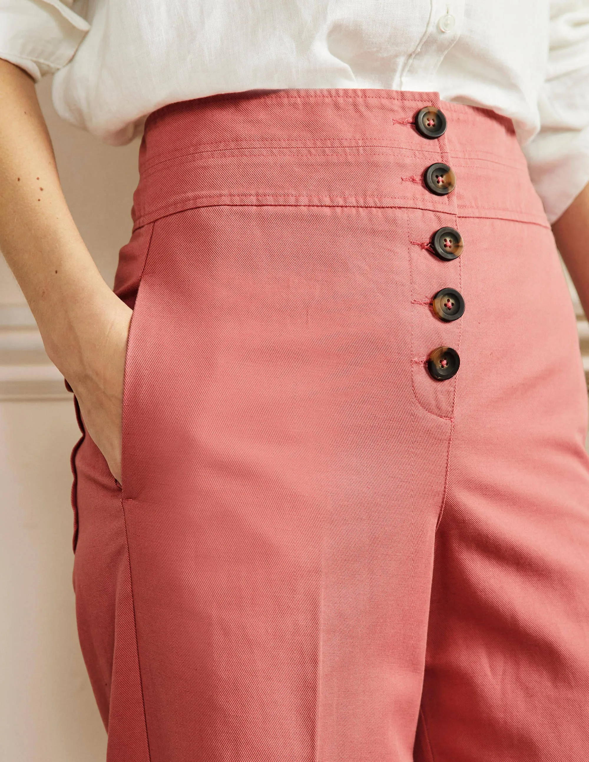 High Waist Wide Leg Trousers-Dusty Red