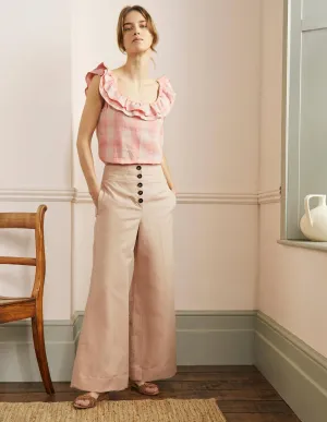 High Waist Wide Leg Trousers-Frappe