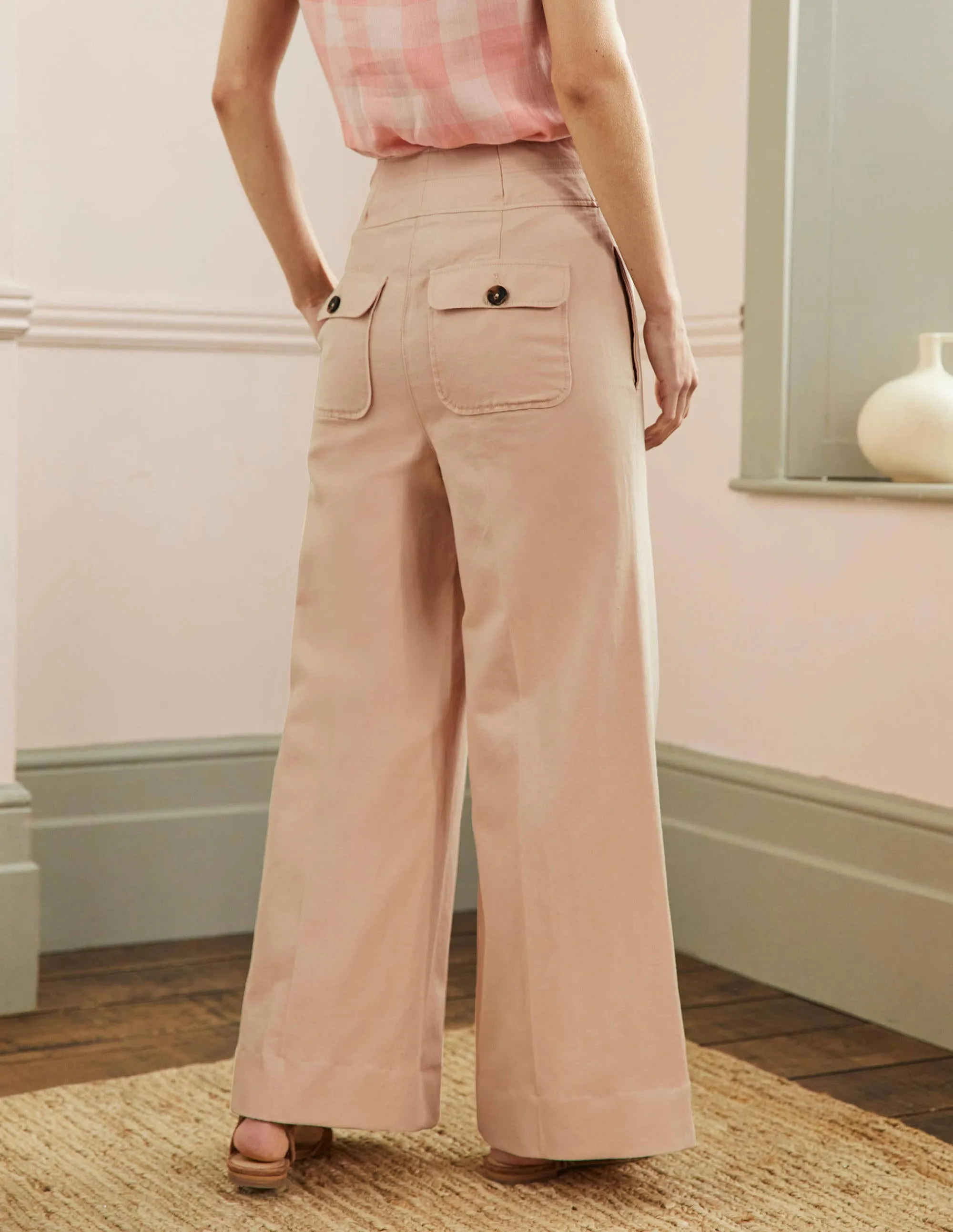 High Waist Wide Leg Trousers-Frappe