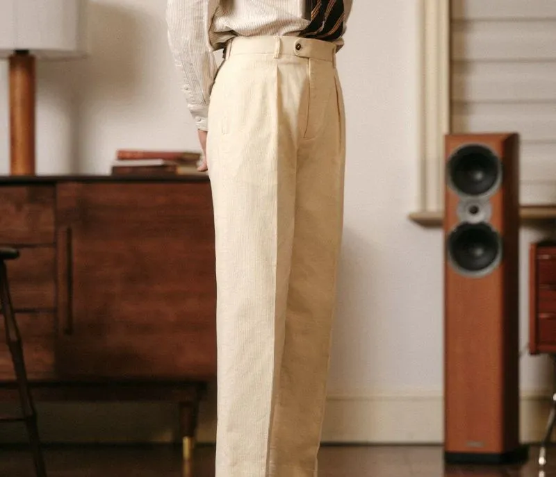 High-Waisted Corduroy Trousers