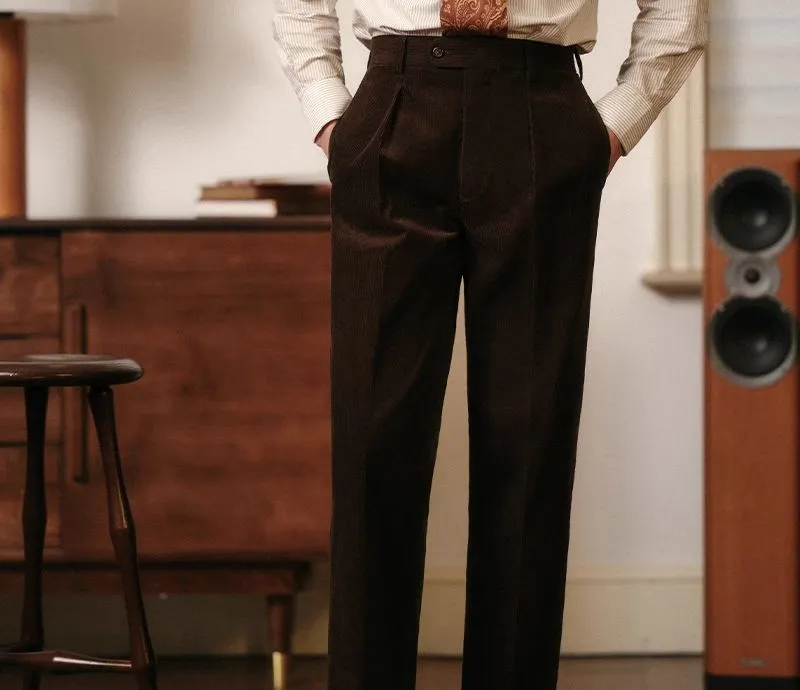 High-Waisted Corduroy Trousers
