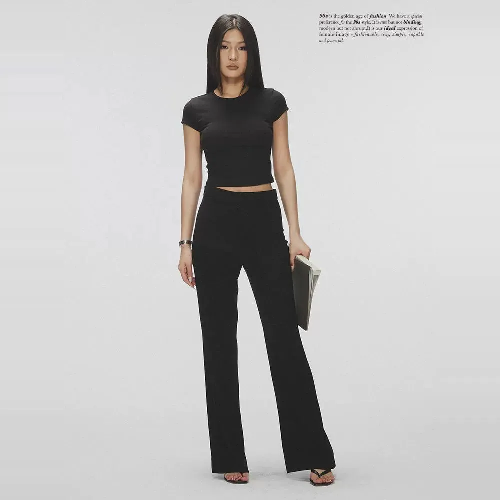 High-Waisted Flared Trousers