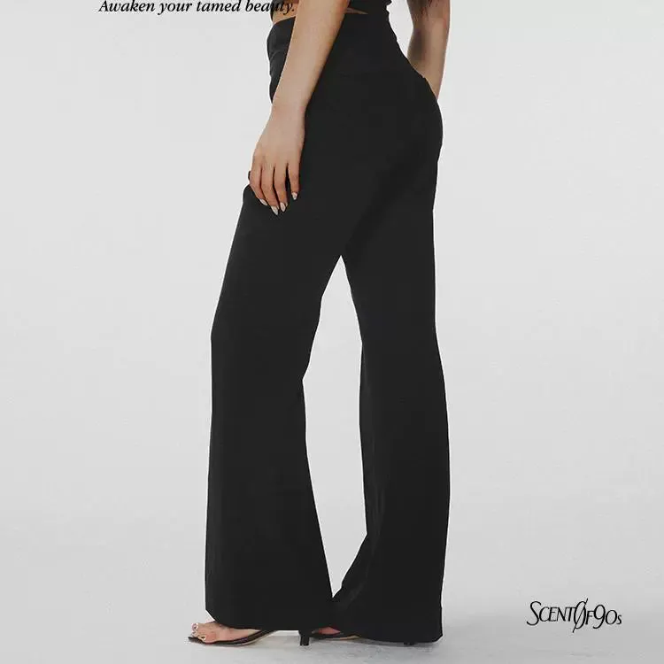 High-Waisted Flared Trousers