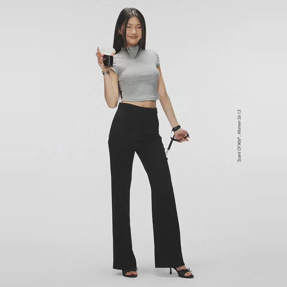 High-Waisted Flared Trousers