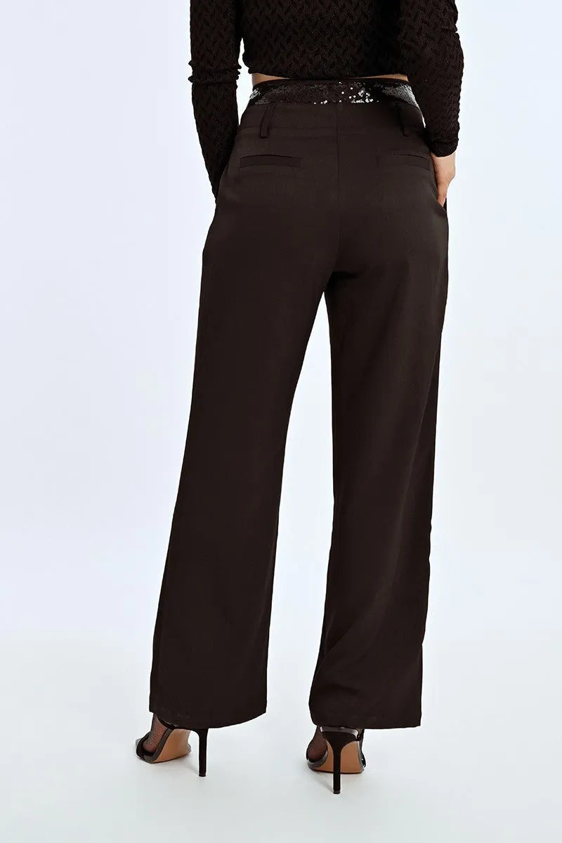 HIGH-WAISTED PANTS WITH A SEQUIN INSERT