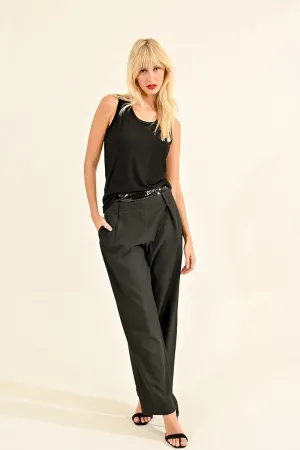 HIGH-WAISTED PANTS WITH A SEQUIN INSERT