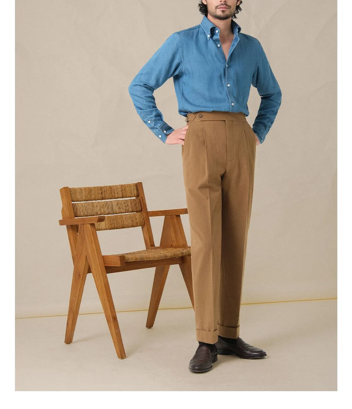 High-Waisted Pleat Trousers