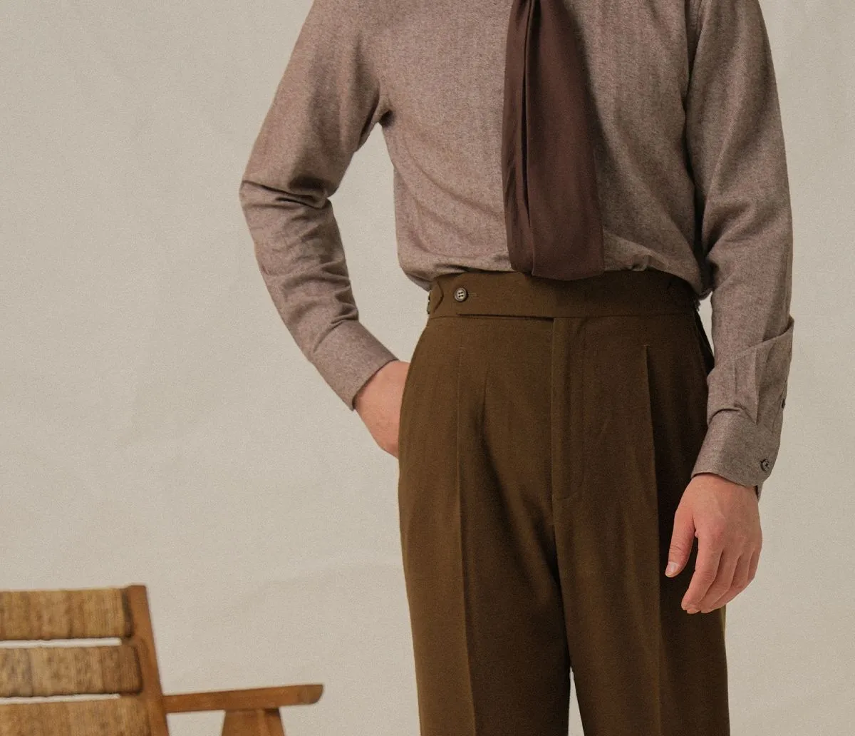 High-Waisted Pleat Trousers