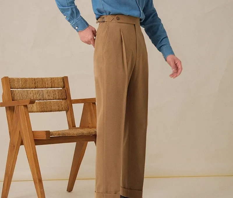 High-Waisted Pleat Trousers