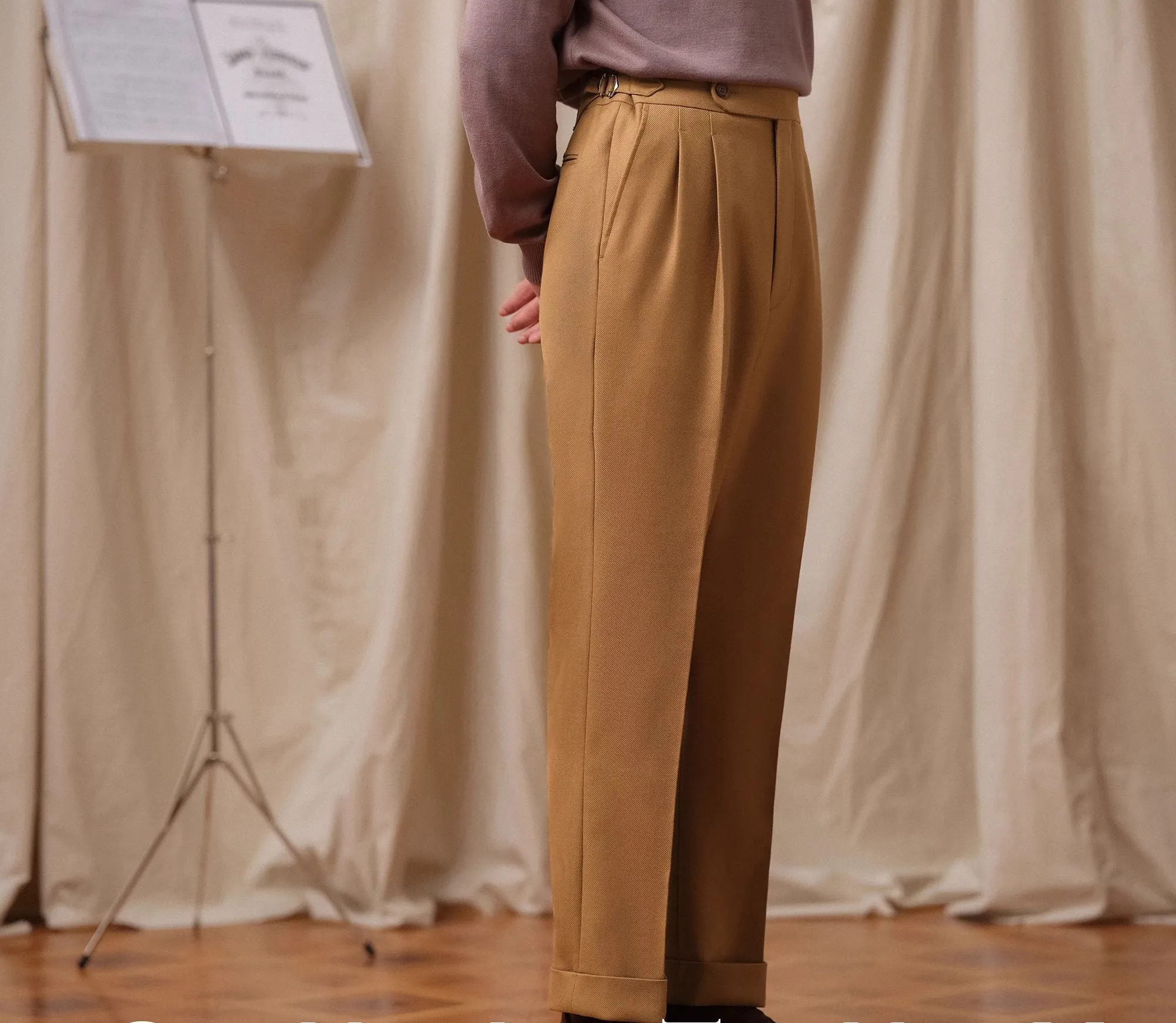 High-Waisted Pleated Trousers