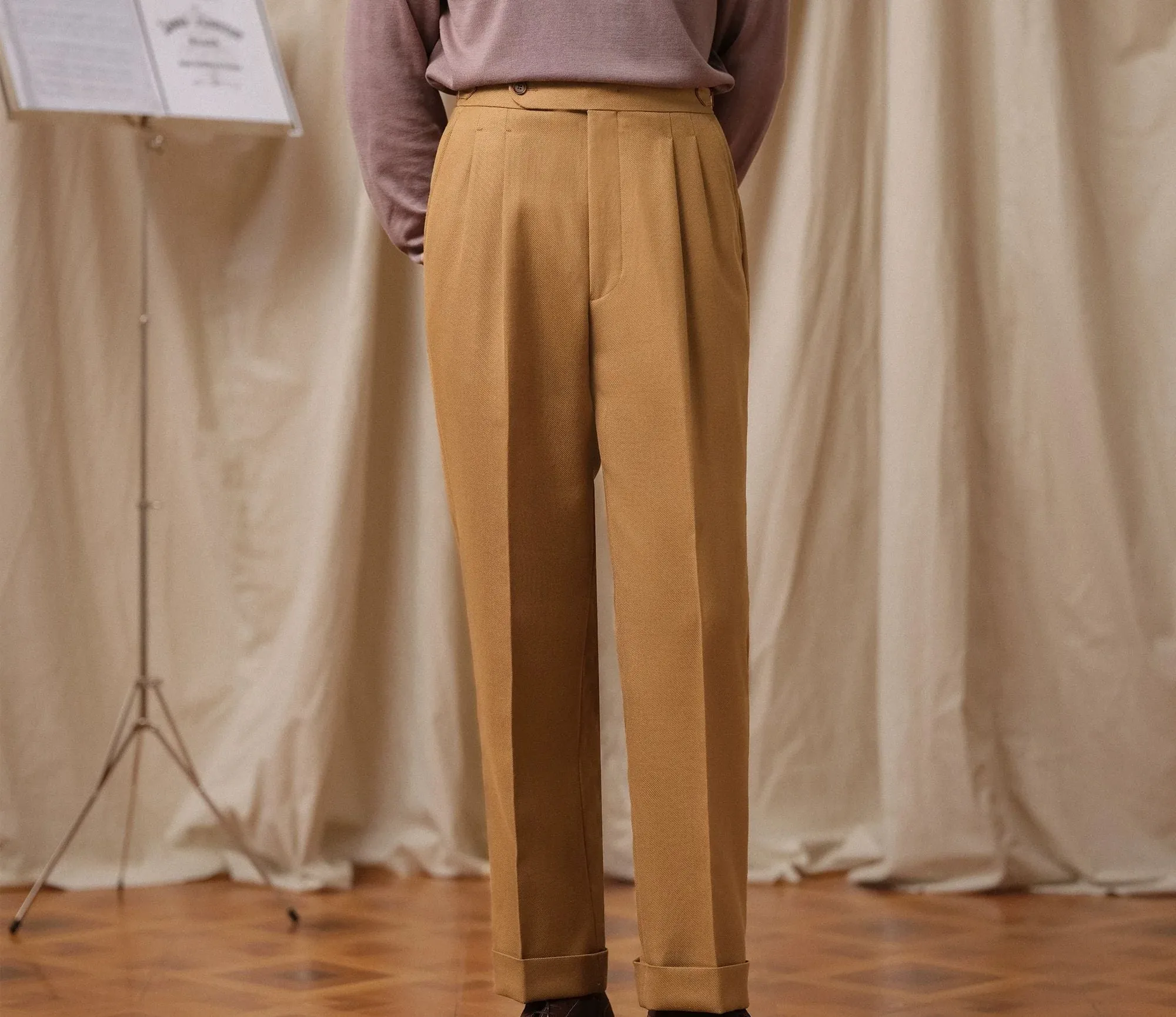 High-Waisted Pleated Trousers