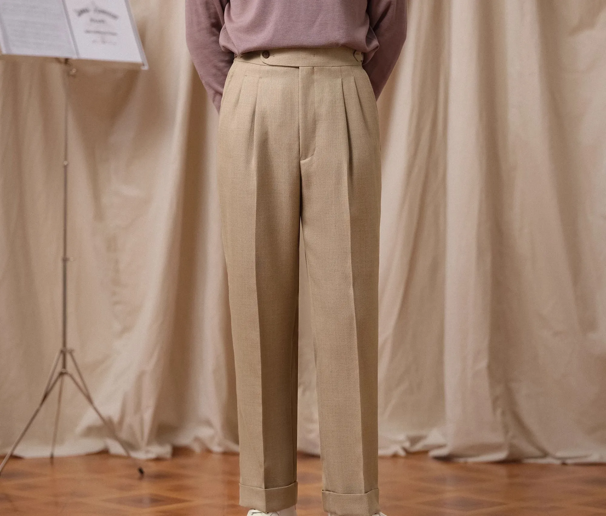 High-Waisted Pleated Trousers