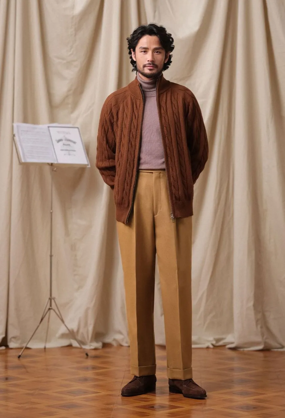 High-Waisted Pleated Trousers