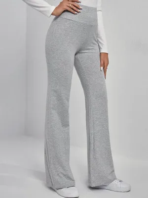 High Waisted Solid Color Pants Trousers