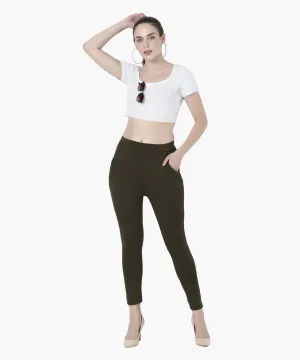 High-Waisted Stretch Cigarette Trousers