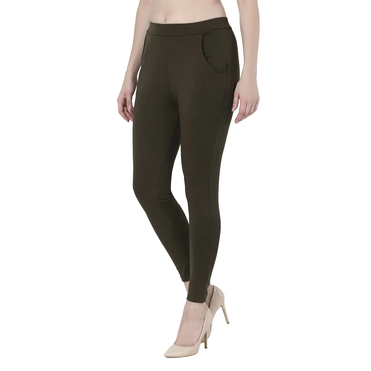 High-Waisted Stretch Cigarette Trousers