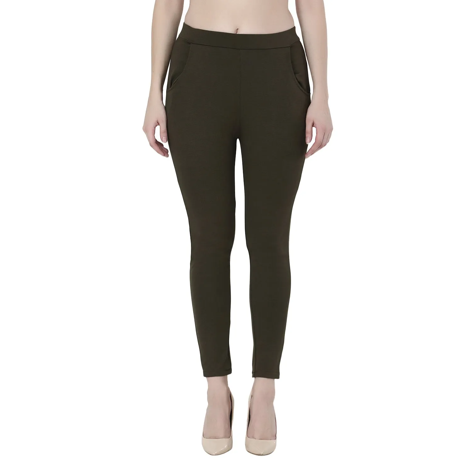 High-Waisted Stretch Cigarette Trousers