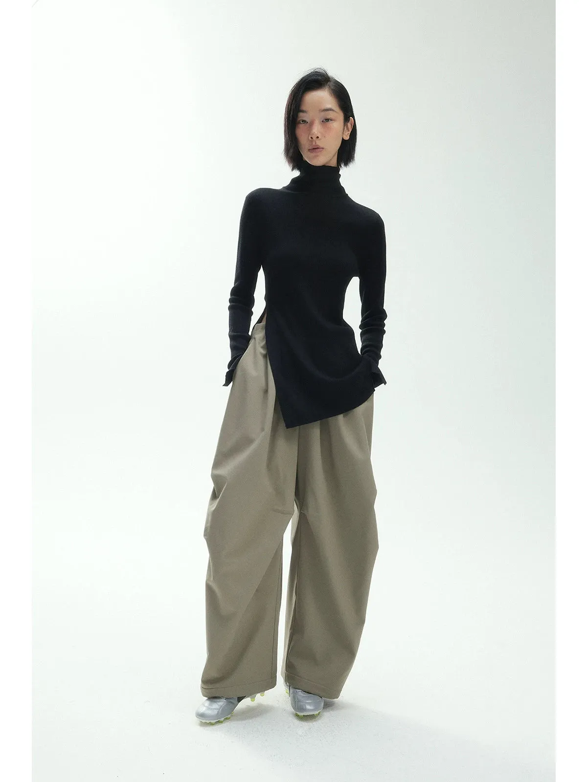 High-Waisted Wide-Leg Trousers