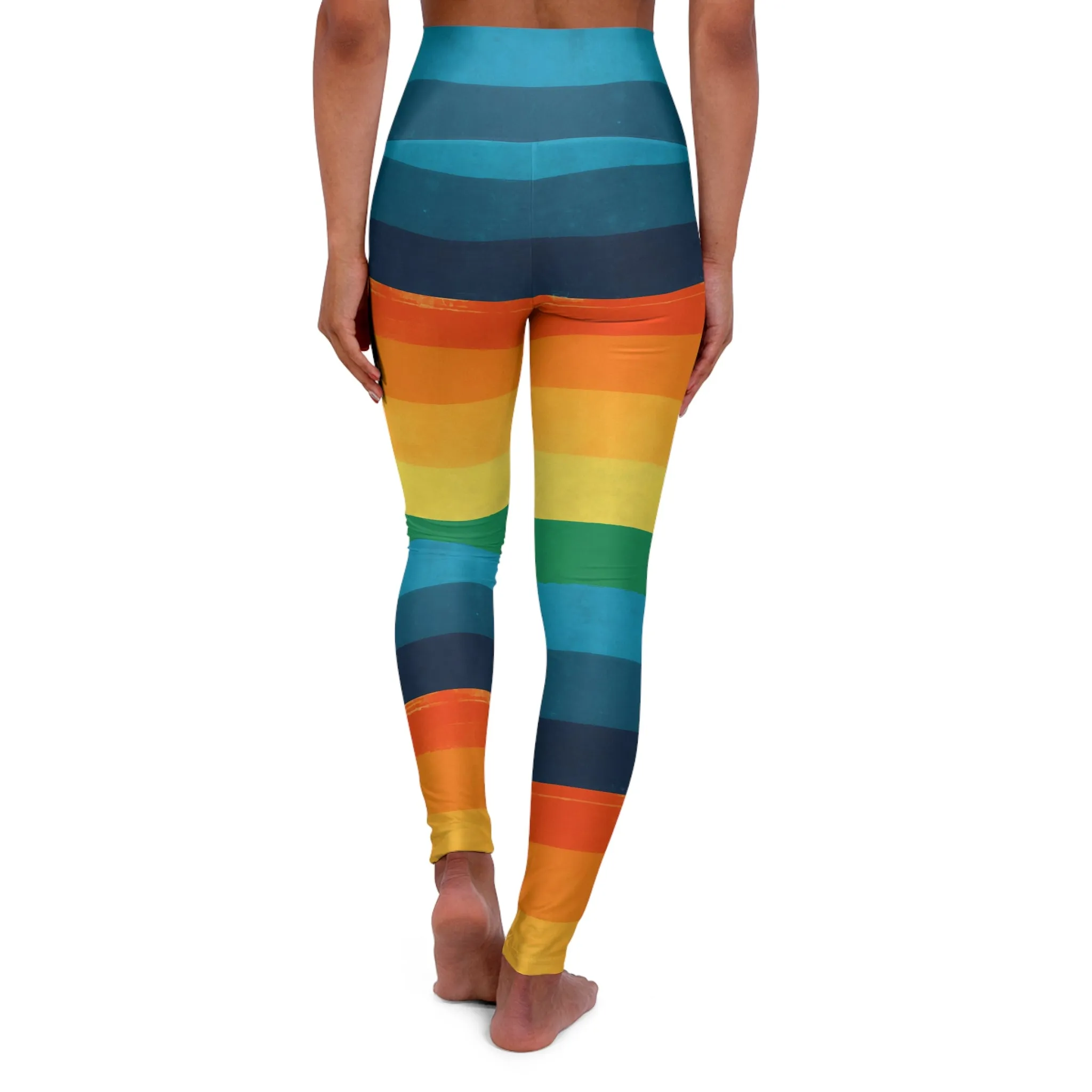High Waisted Yoga Leggings - Striped Dragon