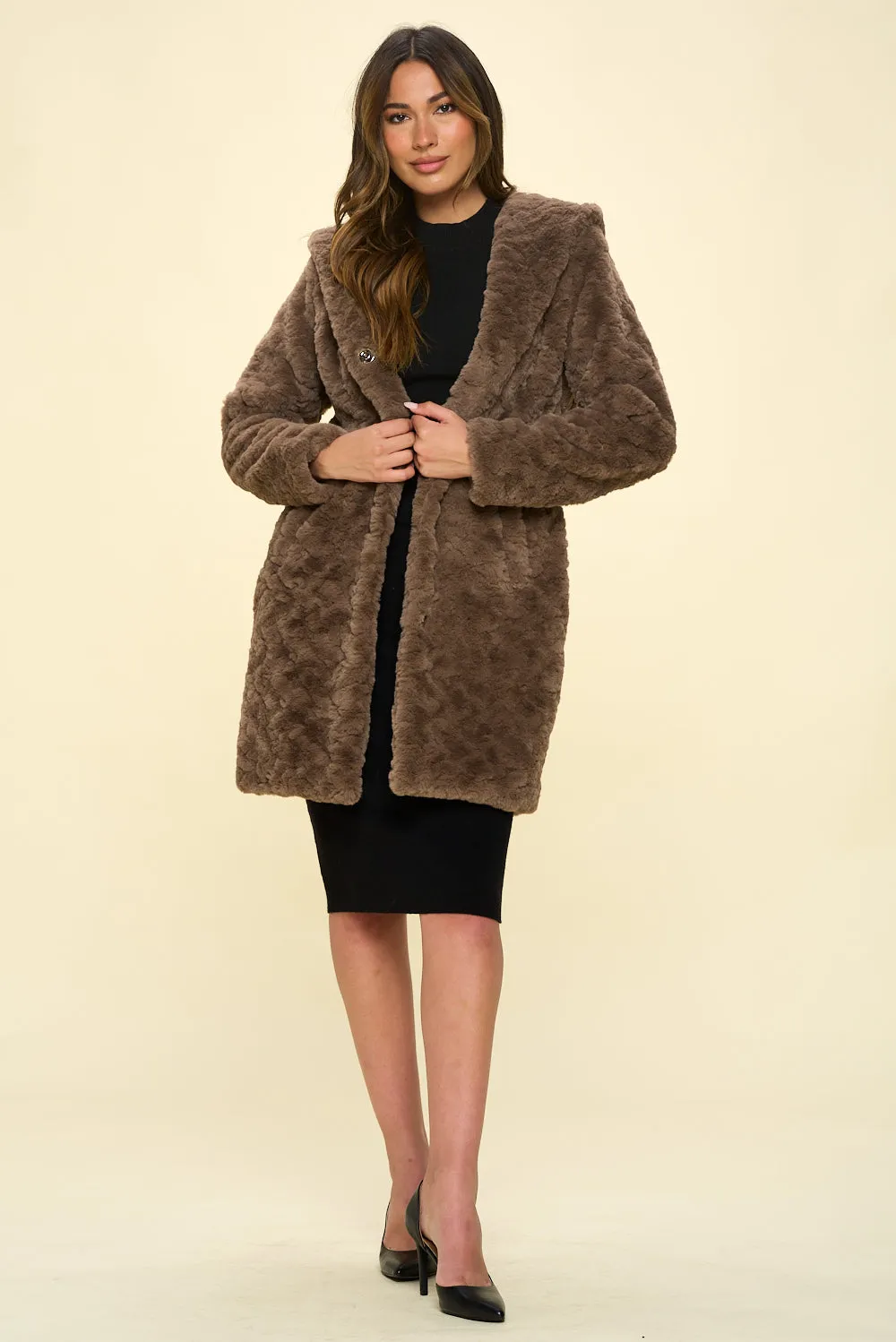 Hooded Faux Fur Coat