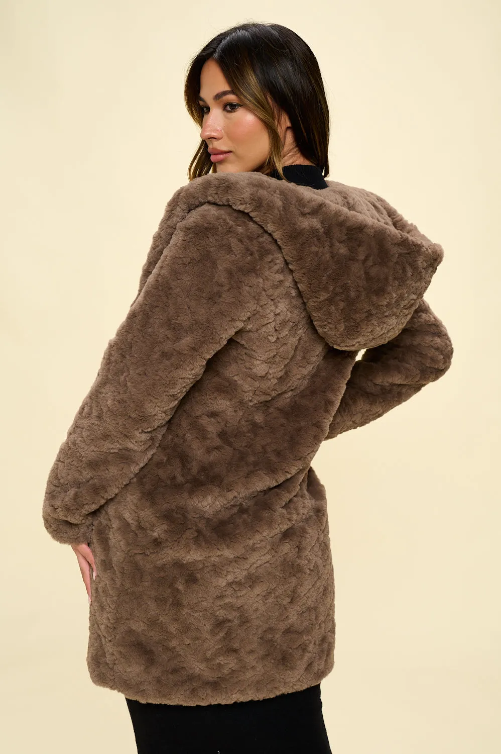 Hooded Faux Fur Coat