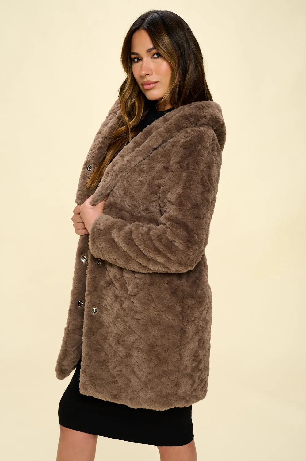 Hooded Faux Fur Coat