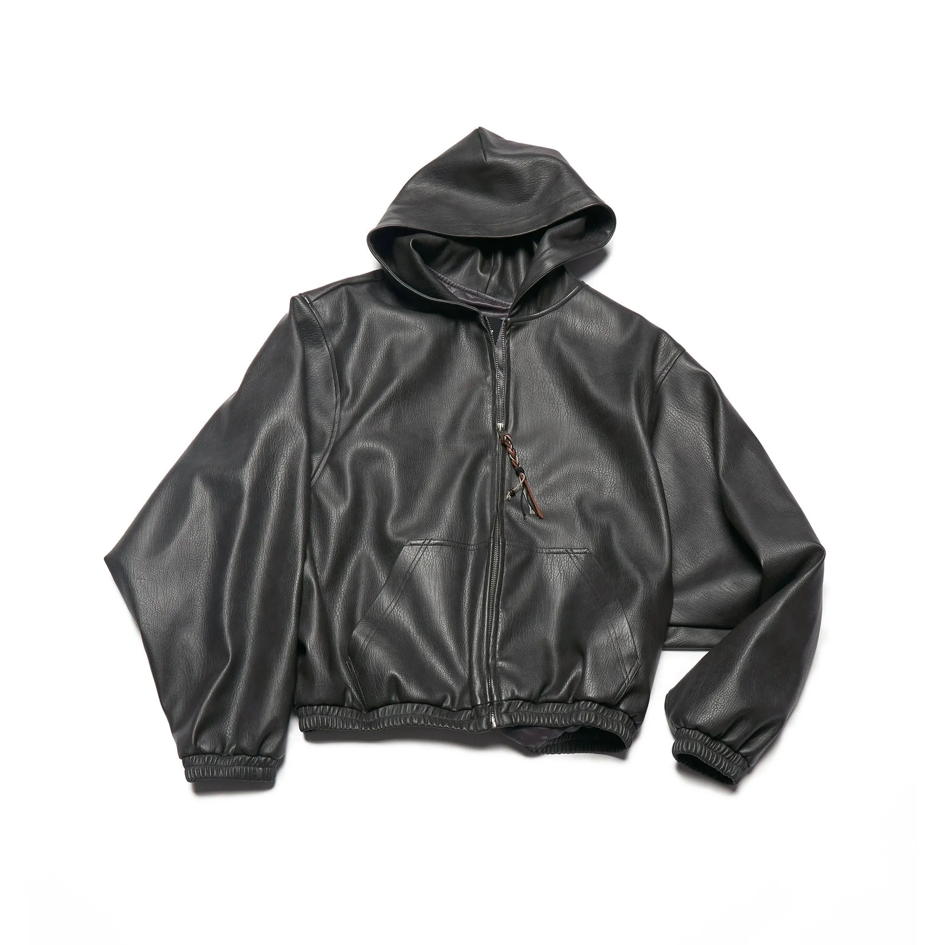Hooded Faux Leather Jacket