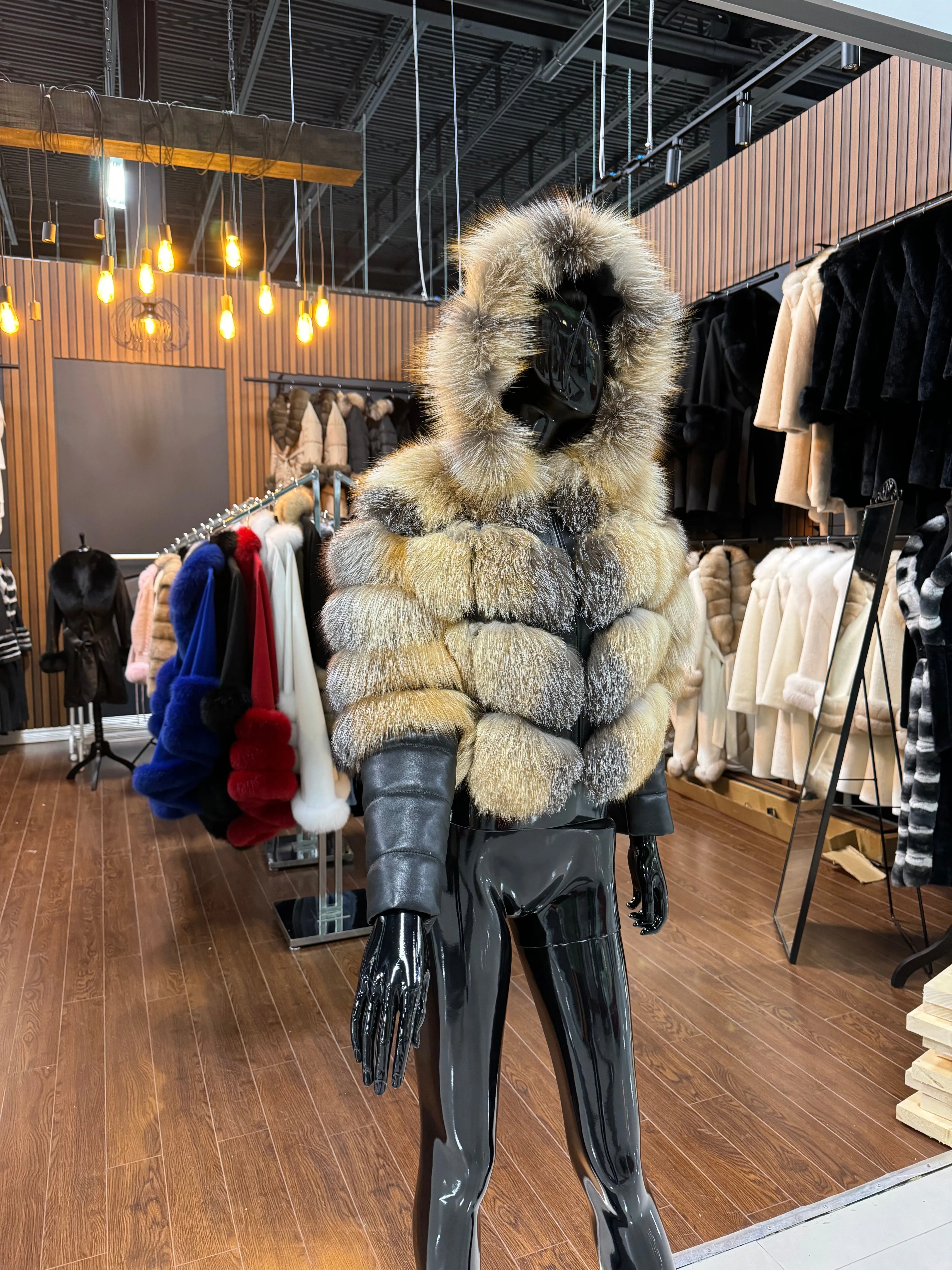 HOODED FOX FUR JACKET