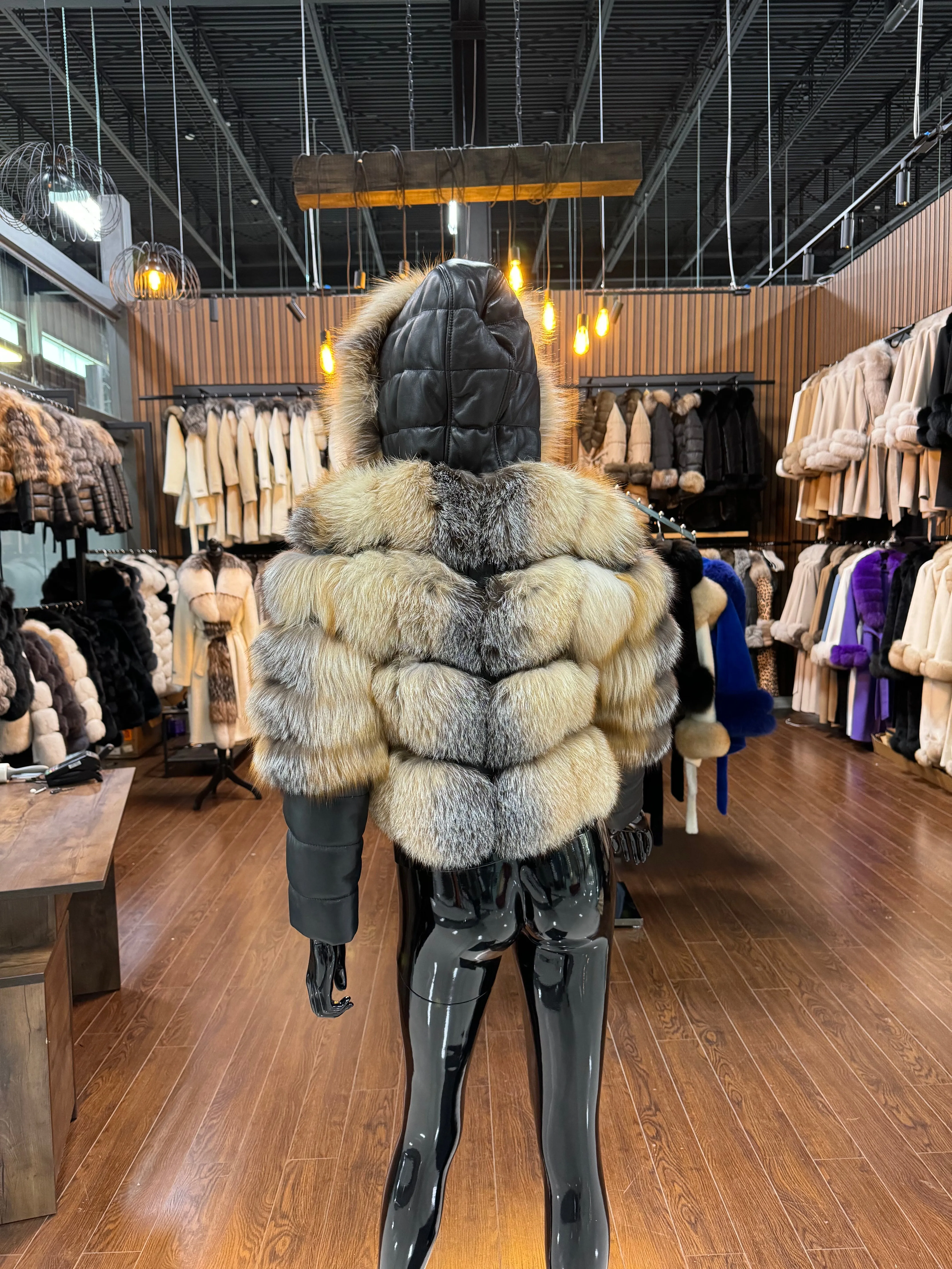 HOODED FOX FUR JACKET