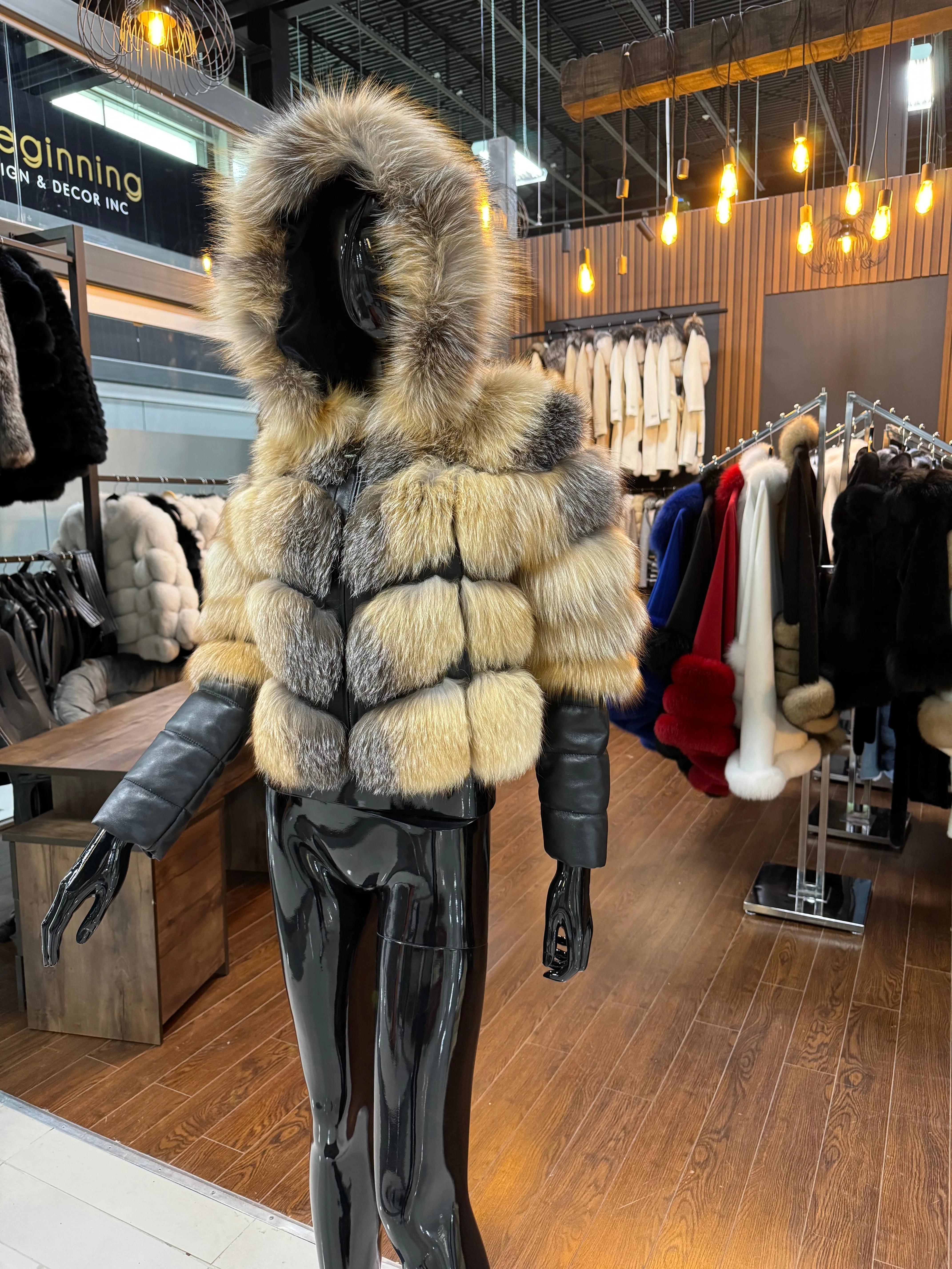 HOODED FOX FUR JACKET
