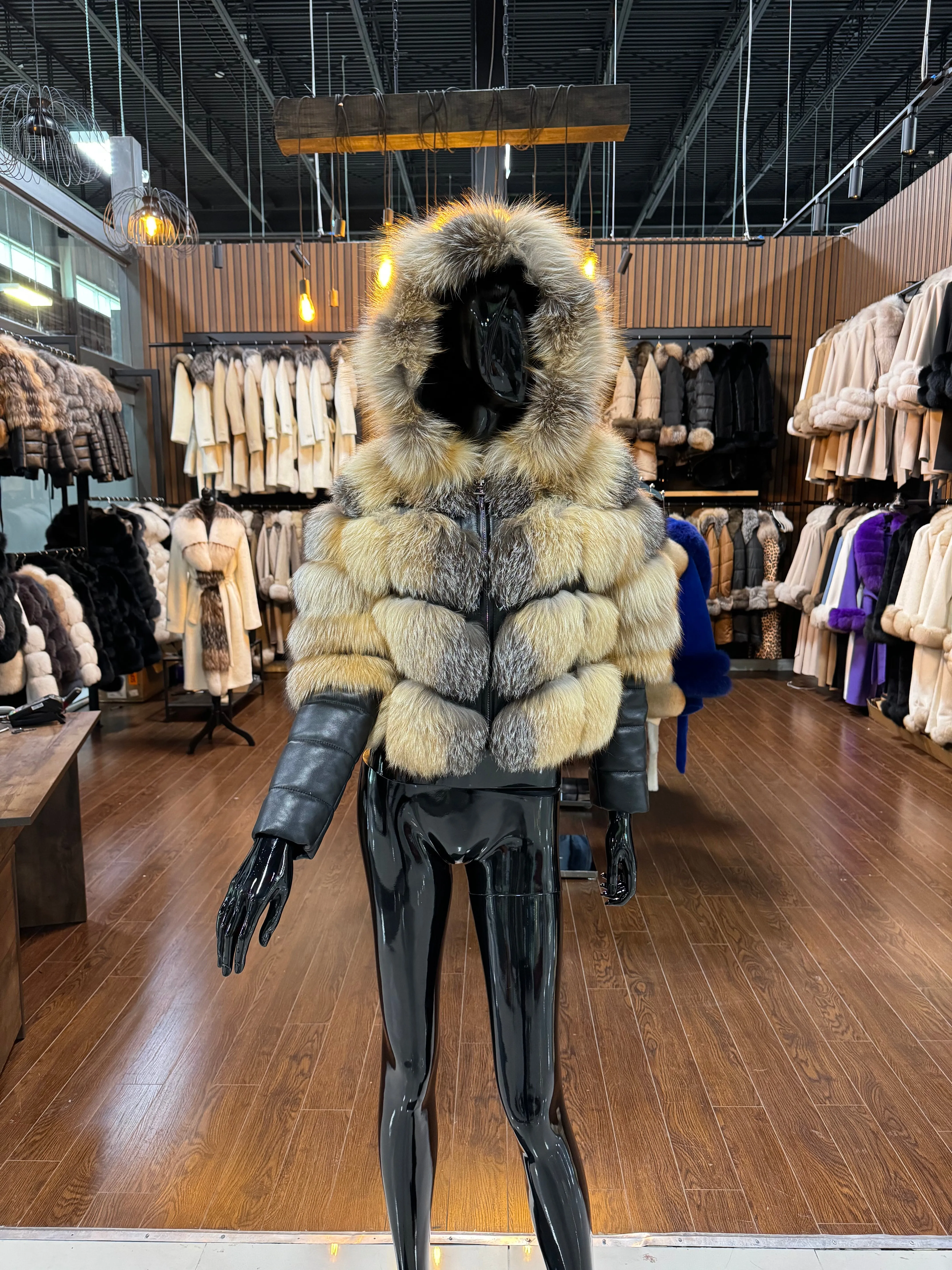 HOODED FOX FUR JACKET