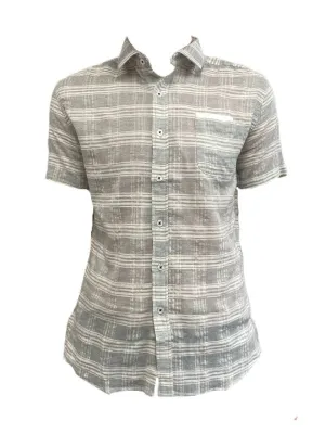 Impatient Wolves Men's Sea Stripe Grey Short Sleeve Shirt Size S NWT