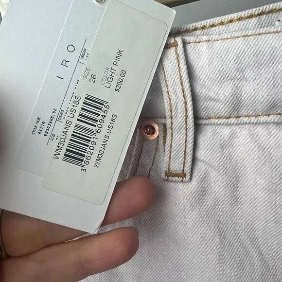 IRO Light Pink Button Fly Denim Shorts NWT Sz. 26