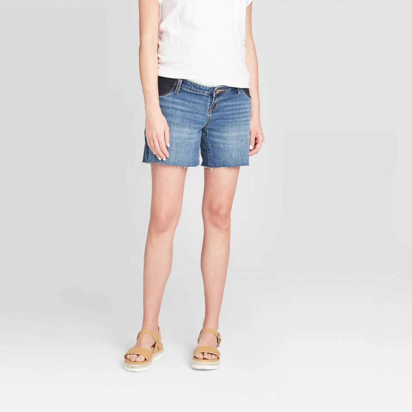 Isabel Maternity by Ingrid & Isabel Maternity Inset Panel Boyfriend Jean Shorts