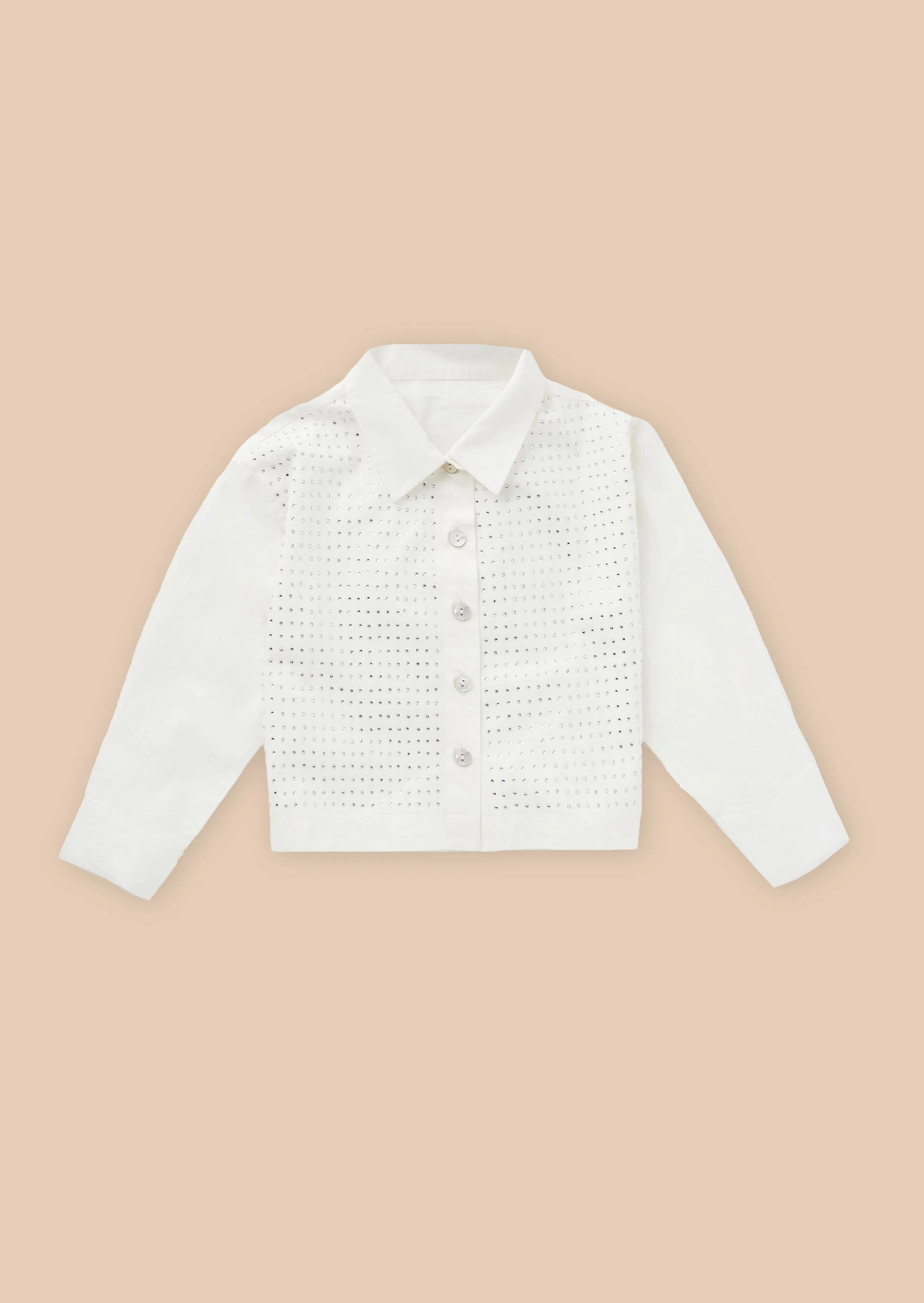 Jade White Diamonte Shirt