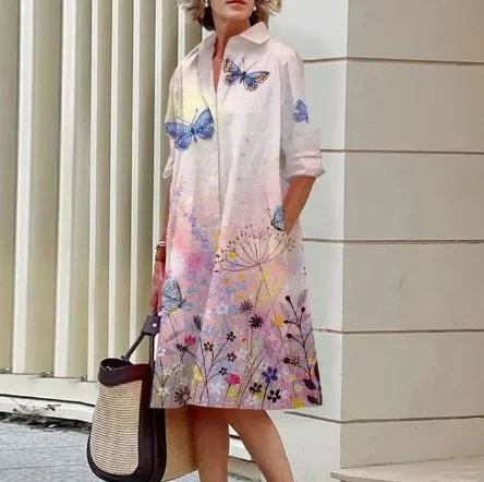 Jandy -Elegant dress with crinkled floral pattern