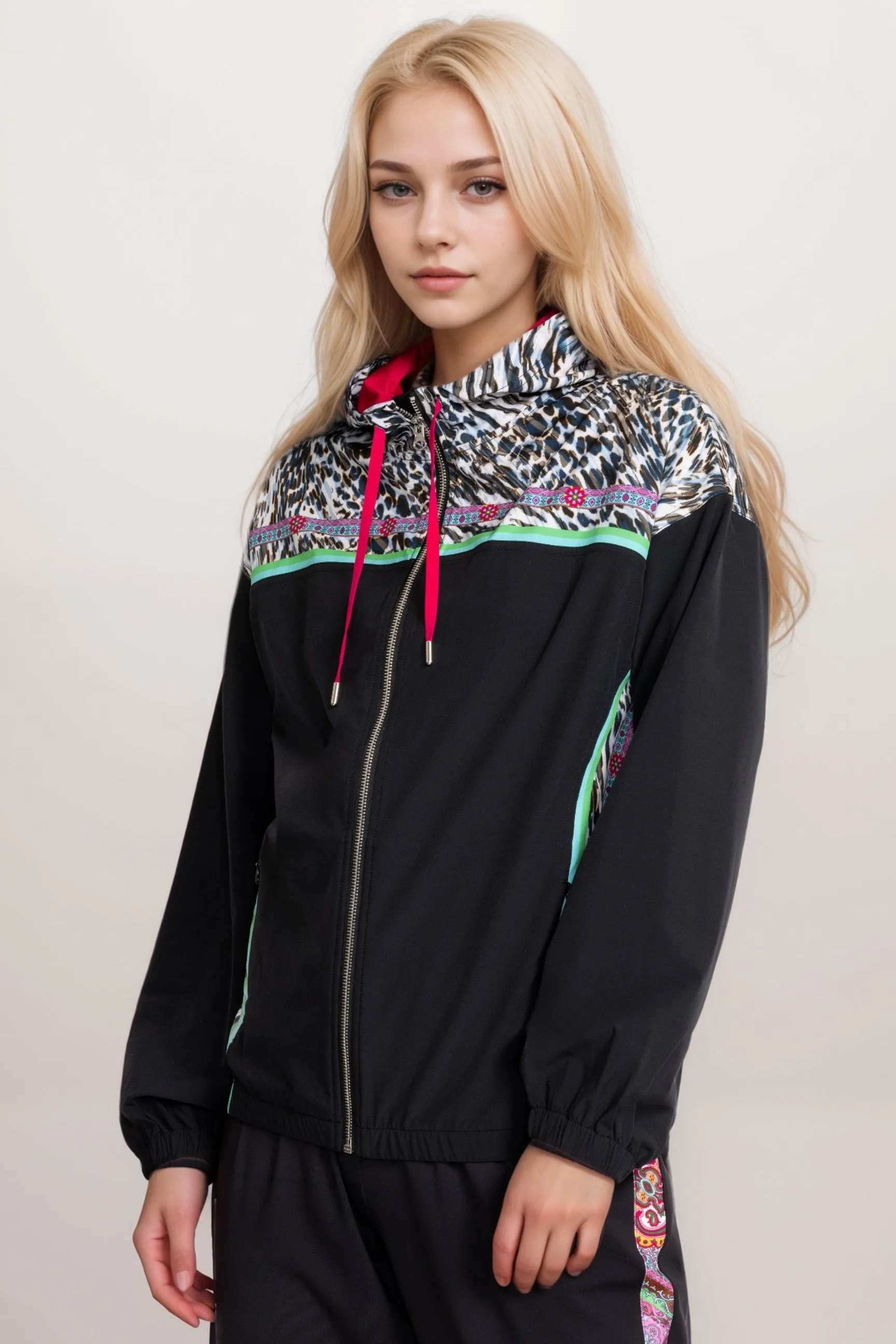 Johnny Was Bee Active Hooded Full Zip Jacket A8924-E