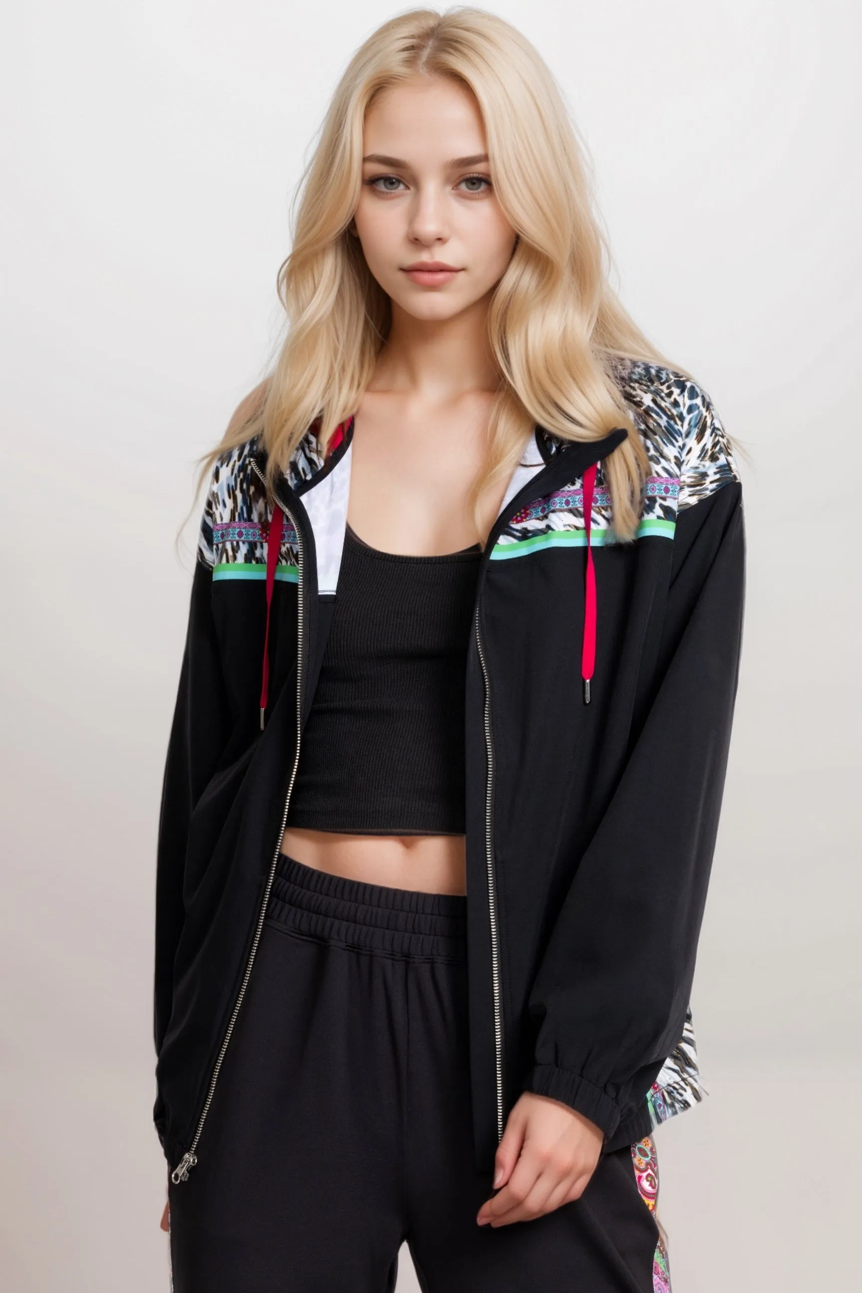 Johnny Was Bee Active Hooded Full Zip Jacket A8924-E