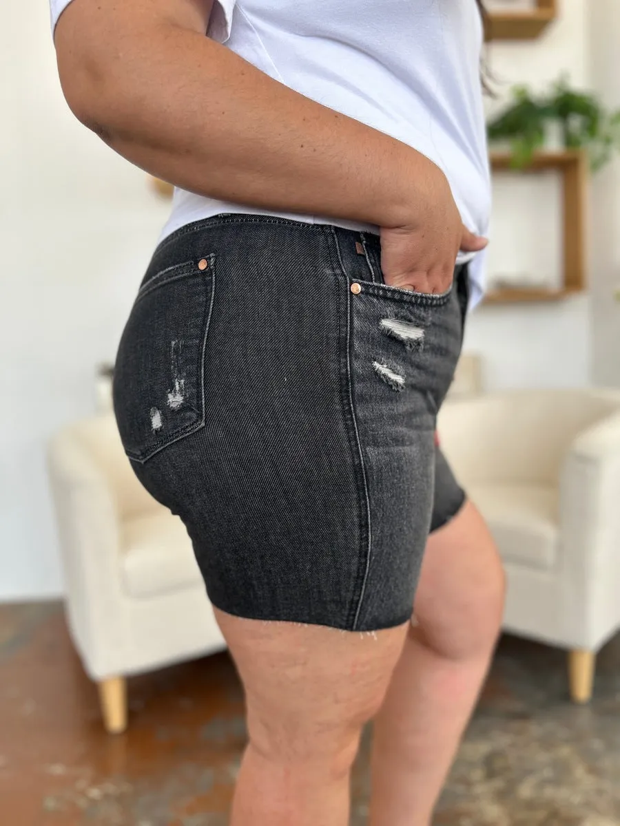 Judy Blue Full Size High Waist Rigid Magic Denim Shorts Plus Size Also Available