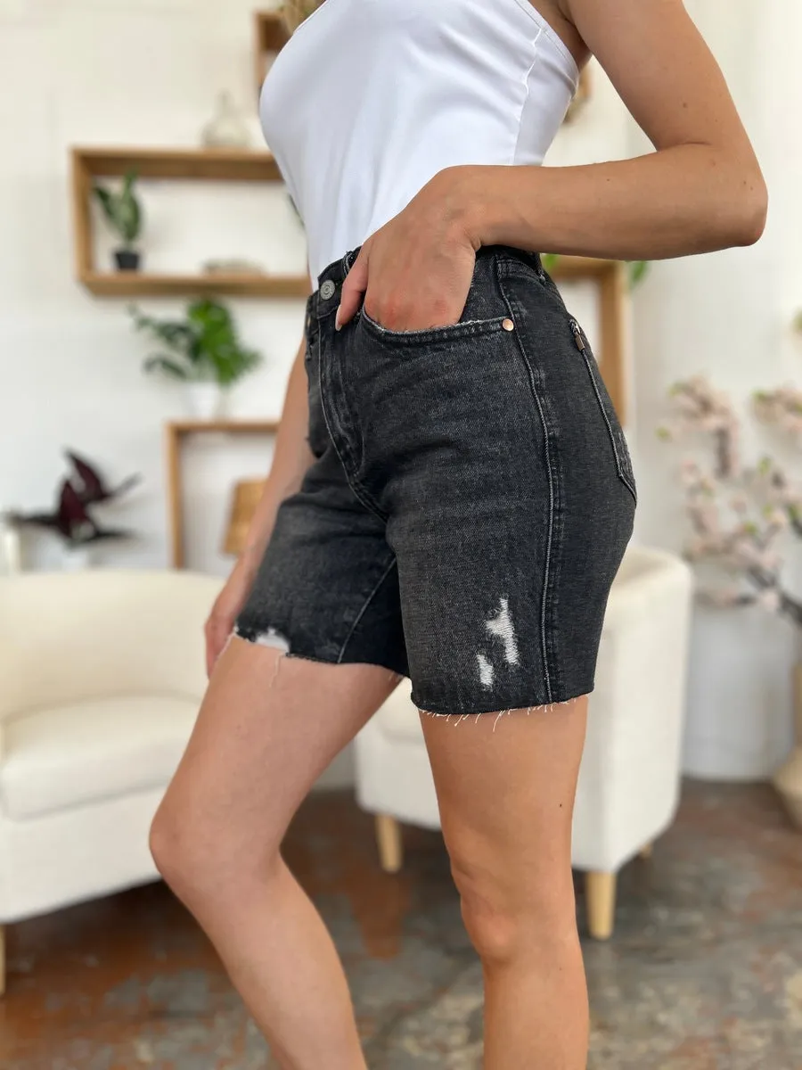 Judy Blue Full Size High Waist Rigid Magic Denim Shorts Plus Size Also Available